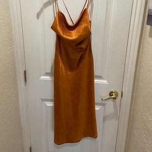 Orange Satin slip dress
